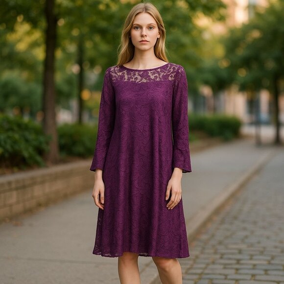 Jessica London Dresses & Skirts - Jessica London 16W Womens Mother Of The Bride Groom Purple Lace Dress Elegant